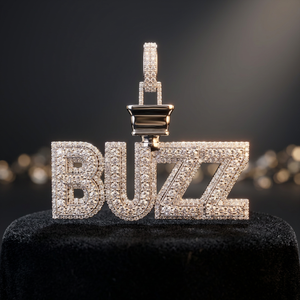 Letter Hiphop Diamond Round Brilliant Cut Pendant 925 Sterling <b>Silver</b> <b>Silver</b> Plated for Men Women Luxury Rapper Jewelry - Product Image 1