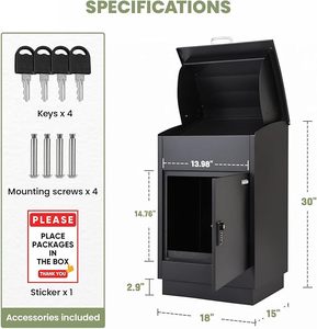 JH-Mech Parcel Lock Drop Box Diseño minimalista moderno ultraestable estructural Buzón de grabado personalizado con caja de paquetes - Product Image 2