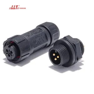 M12 watertight 3pin IP67 plastic power 10A panel mount waterproof 2 4 5 6 7 8pin connector
