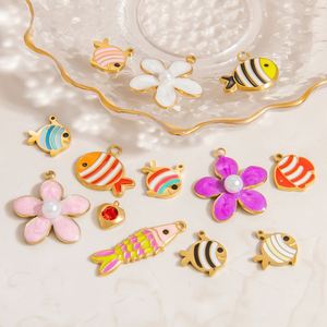 เครื่องประดับสแตนเลสสตีลเคลือบทอง 18k ลายการ์ตูนขนาดเล็ก สำหรับผู้หญิง ทำสร้อยข้อมือ สร้อยคอ จี้ห้อยแฟชั่น - Product Image 2