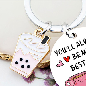 Migliore amico personalizzato che sarai sempre il mio miglior tè di compleanno regali di san valentino portachiavi tazza di latte - Product Image 5