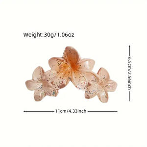 Pinces à cheveux florales multicouches à sequins colorés style bohème, accessoire capillaire Frangipani scintillant - Product Image 2