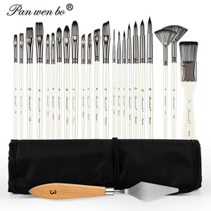Conjunto de 25 Pincéis de Nylon Profissionais para Pintura em Acrílico, Óleo, Aquarela e Gouache com Faca de Paleta e Estojo de Lona - Product Image 5