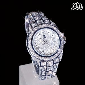 럭셔리 남성용 스테인리스 스틸 손목시계 힙합 스타일 앤티크 아날로그 쿼츠 글래스 100바 방수 로마 숫자 패션 - Product Image 1