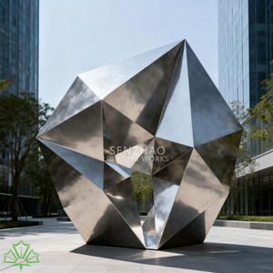 Senzhao Modern Abstract Geometric <b>Mirror</b> Polished Stainless Steel Metal Art Sculpture - Product Image 2