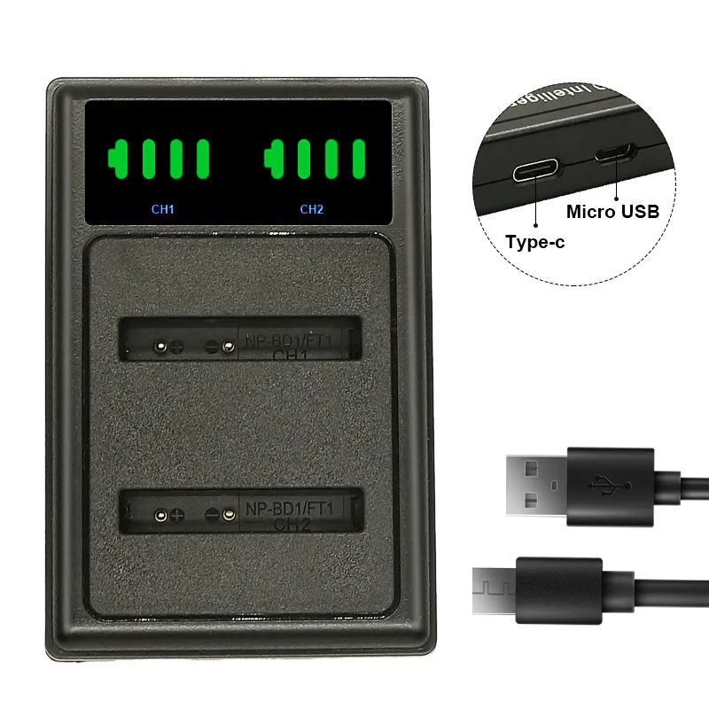 NP-BG1 NP-FG1 LED USB Dual camera battery Charger for Sony DSC-W300 DSC-W290 DSC-W270 DSC-W240 DSC-W230 DSC-W/WX Series