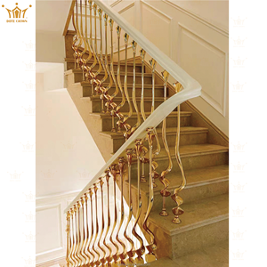 Main Courante En Cuivre Doré Pour Marches Extérieures, Garde-corps D'escalier D'entrée De Maison Pour Intérieur Ou Extérieur, Main Courante De Jardin