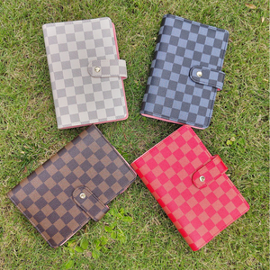 A5 A6 Budget Binder Checkered PU Leather Notebook Loose Leaf Spiral Notebook Business Planner Grid Pattern Budget Binder