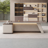 LBZ-139X Scrivania Direzionale Semplice con Finitura Verniciata, Lusso Leggero, Moderna, a L, Grande, con Piano Rinforzato per Manager
