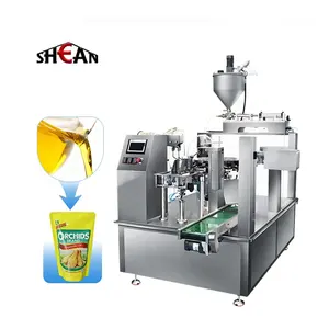 Rotary Stand Up Bag Packing Coconut Water Cooking Palm Oil Liquid Premade Pouch Doy Pack Sauce Filling And Sealing Machine