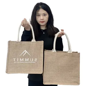 Market Bag With Linen Cotton Lining Fashion Design Women Tote Bag With Cotton Handle Jute Shopping Bags