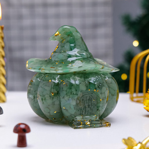 <span class=keywords><strong>Casa</strong></span> de Calabaza de Resina con Virutas de Cristal Natural, Recipiente para Dulces, Decoración para el Hogar de Halloween y Navidad, Adorno de Almacenamiento para Escritorio - Product Image 6