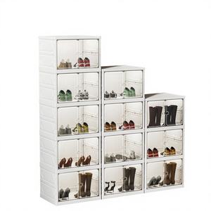 Boîte de rangement pour chaussures SilverJet, pliable, empilable, en plastique transparent, simple et moderne, gain de place - Product Image 1