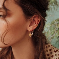 Boucles d'oreilles en argent sterling 925, bijoux féminins, quotidiens, boucles en or 18k, zircone, cœur, yeux créole