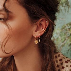 Pendientes de <span class=keywords><strong>oro</strong></span> de 18k para mujer, de Plata de Ley 925, Circonia cúbica, Ojo de corazón - Product Image 2