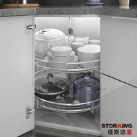 Storking Factory Panier coulissant universel en acier inoxydable à 360 degrés pour rangement de cuisine en coin magique rotatif