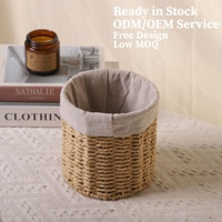 Petit panier de rangement rond tressé naturel pour coiffeuse, bureau, chambre, salle de bain, décoration bohème
