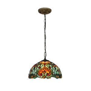 Lustre en fer forgé de luxe Ouhaodi, style européen rétro, verre teinté, éclairage de restaurant, comptoir de bar, hôtel, bureau, villa, milieu - Product Image 3