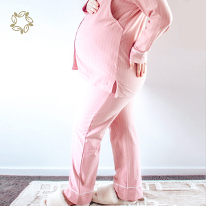 Vêtements de nuit de maternité ensemble de pyjama d'allaitement à manches longues en coton biologique cardigan d'allaitement haut et pantalon pyjama de maternité - Product Image 4