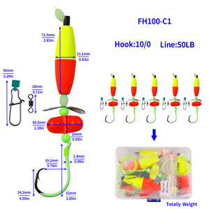 Venta al por mayor FH100 6/0 #8/0 #10/0 #5 unids/caja aparejos flotantes de bagre círculo luminoso brillante anzuelos de aparejos de pesca con hilanderos de Metal - Product Image 4