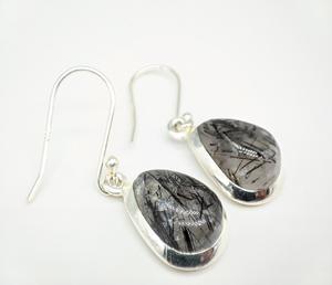 Pendientes Bohemios de Rutilo Negro, Piedra Preciosa Natural, Plata de Ley 925, Joyería Hecha a Mano, Pendientes de Estilo Étnico Tribal Vintage para Mujer - Product Image 1