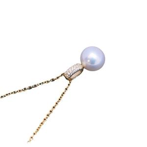 สร้อยคอจี้เงินแท้ S925 ประดับมุกน้ำจืดสีขาว ขนาด 9-10 มม. สำหรับผู้หญิง แสงสว่างสวยงาม มีตำหนิเล็กน้อย พร้อมชุดเต็มประดับด้วยลูกปัดเพทาย - Product Image 5