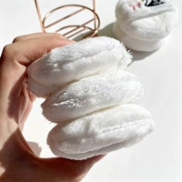 Houppette à poudre en peluche, douce et en velours, lavable et réutilisable, grande houppette cosmétique pour fond de teint avec ruban pour femme