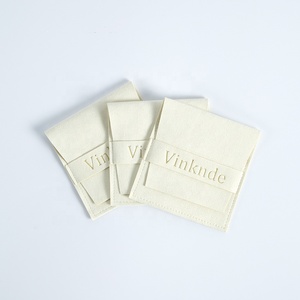 Custom Logo Printed Luxury Microfiber Necklace Jewelry Bag Small <b>White</b> <b>Envelope</b> Flap Package Pouch - Product Image 4