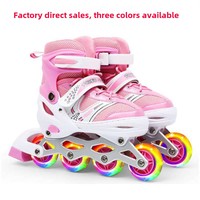 Patins à roulettes en PVC à quatre roues à flash unique, approvisionnement direct du fabricant, pour enfants, avec fermeture à lacets, adaptés aux débutants