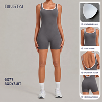 Combinaison de sport Dingtai Color Block en nylon brossé et élasthanne, une pièce, sans manches, pour yoga et fitness
