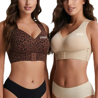 Soutien-gorge de sport pour femme, grande taille, imprimé léopard, correction de posture, maintien élevé, antichoc, pour entraînement, gym et fitness