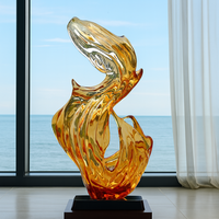 Vente en gros d'ornements d'ours en résine transparente Sculpture Thème de dessin animé pour la décoration intérieure et le salon Cadeau d'affaires parfait