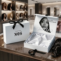 Boîtes cadeaux rigides pliables avec logo personnalisé, magnétiques, luxe, avec doublure en satin pour l'emballage de perruques