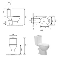 WC en céramique de haute qualité, à deux pièces, blanc, à poser au sol, économiseur d'eau, style européen, vente en gros