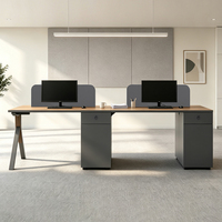 Poste de travail moderne en bois pour 4 personnes, table de bureau pour personnel, bureau de direction, poste de travail en îlot et bureau personnalisable