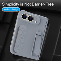 Étui de téléphone pliable Business Hinge Central Axis Strip Stand pour iPhone Duo avec sangle de poignet et protection d'écran en verre trempé anti-rayures