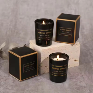 Customized Luxury Organic Custom logo Natural Gift Aromatherapy Soy Wax White Black Glass Jar Scented Candles Bougies - Product Image 2
