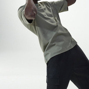 T-shirts à manches courtes 100% coton, poids lourd, col rond, haute qualité, design uni, coupe ample et oversize pour hommes - Product Image 2