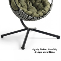 Fauteuil suspendu œuf d'extérieur, design moderne et élégant, forme ronde, avec panier en métal et corde tressée