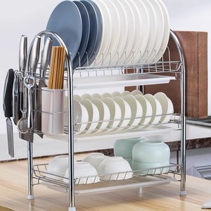 Dish Rack Drainer With Bowl And Chopstick Holder Quick Dry Foldable Kitchen Storage Rack L Size - Product Image 2
