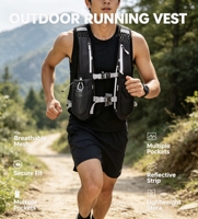 Gilet d'hydratation léger pour la course à pied, respirant en maille polyester, bretelles réglables, poches zippées réfléchissantes, pour le trail et le cyclisme