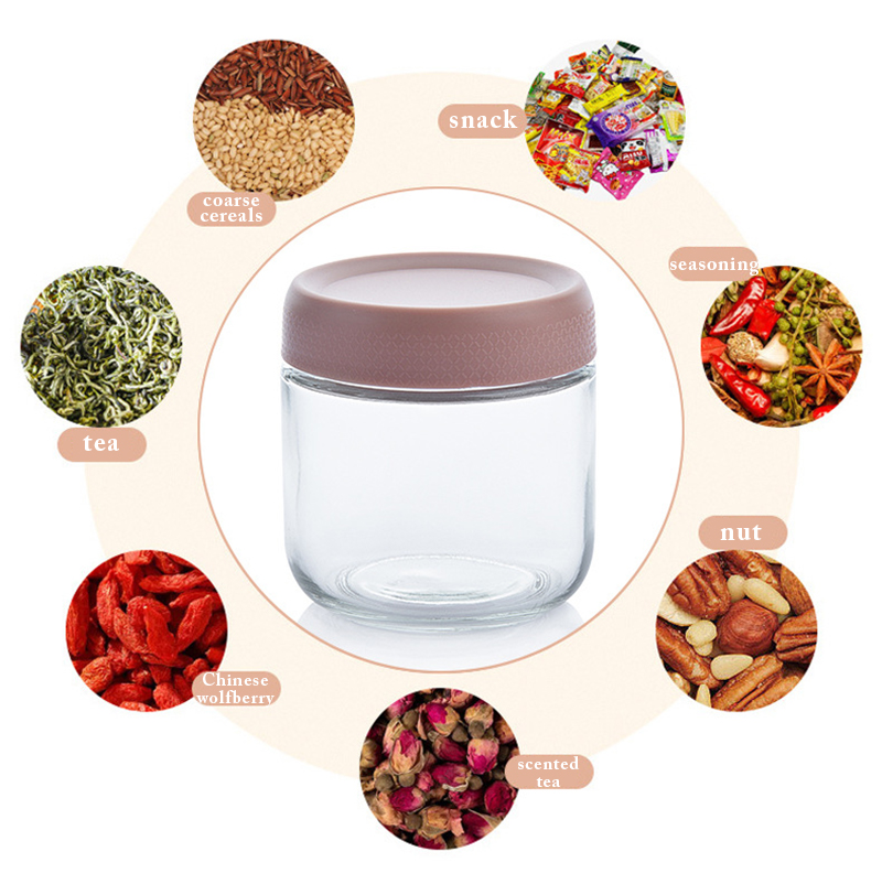 350ml Kitchen Reusable Containers Mason Jar Clear Glass Sealed Airtight Food Snack Nuts Storage Jar with Lids