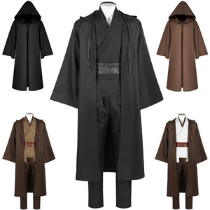 Disfraz de <span class=keywords><strong>Obi</strong></span>-<span class=keywords><strong>Wan</strong></span> <span class=keywords><strong>Kenobi</strong></span> para Hombre Túnica de Caballero Jedi con Capucha Uniforme Completo para Halloween Carnaval y Juego de Rol - Product Image 3