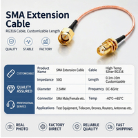 Cable de Extensión de Antena Coaxial RF de Baja Pérdida de 50 ohmios con Conector HYT S Macho/Hembra, Cable de Comunicación de Cobre RG174 RG58 RG316