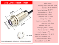 Capteur photoélectrique laser cylindrique diffuse LUOSHIDA M12 M18, 20-500 mm réglable, visible, pour machine d'emballage et d'impression