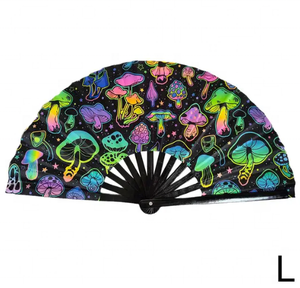 Ventiladores de mano de bambú vibrantes para hombres, ventiladores plegables coloridos Rave, regalos decorativos festivos para Navidad y baile de fiesta - Product Image 6