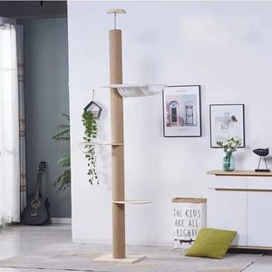 Hiện đại rắn gỗ mèo cây tháp Tổ leo khung len gãi cực sisal đồ nội thất sàn đến trần mèo đồ chơi đóng gói - Product Image 4