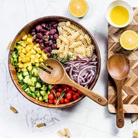 Grand bol à salade en bois avec 2 ustensiles de service Ensemble d'outils à salade
