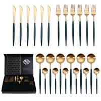 Superbe ensemble de couverts en acier inoxydable 24 pièces, plaqué or, avec manche rose, finition sablée, écologique et luxueux, idéal pour la rentrée scolaire