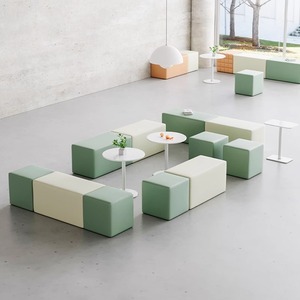 Ensemble de canapés sectionnels en cuir pour bureau commercial, 7 places, mobilier moderne pour salle d'attente - Product Image 3